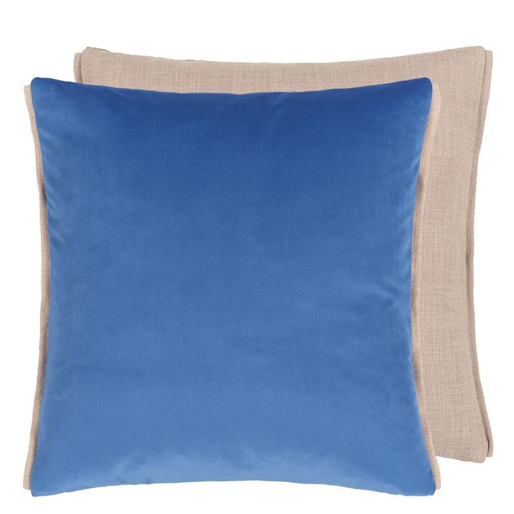 Velluto Velvet Plain Cushion by Designers Guild in Cobalt Blue